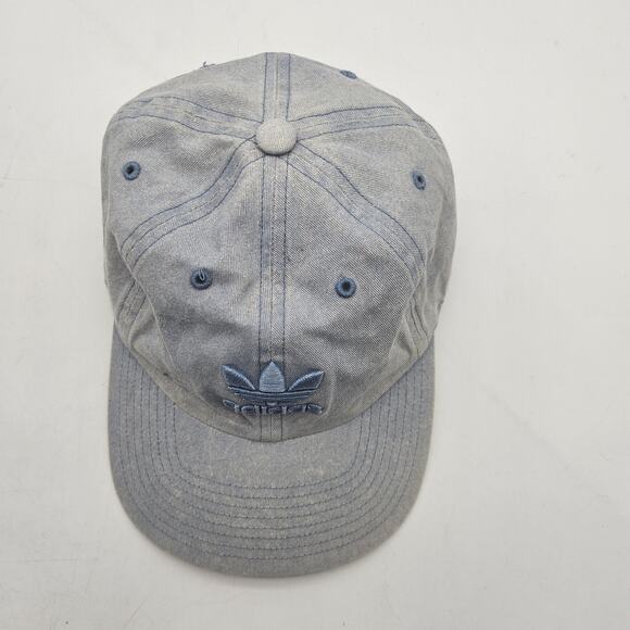 Adidas Originals Hat Cap Strap Back Light Blue Trefoil Logo Cotton Dad Hat Mens - Picture 2 of 9